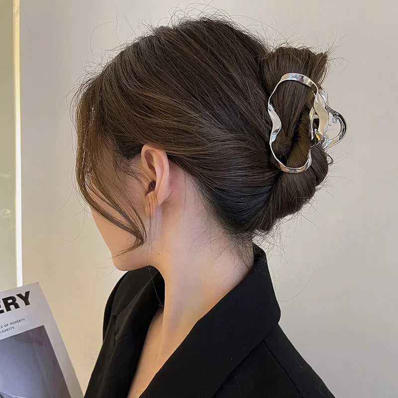 Fashion Elegant Gold Color S-shaped Metal Hairpins Hair Claw For Women Girls Korean Hair Clips Ponytail Clip Hair Accessories - Kellylooks Shop