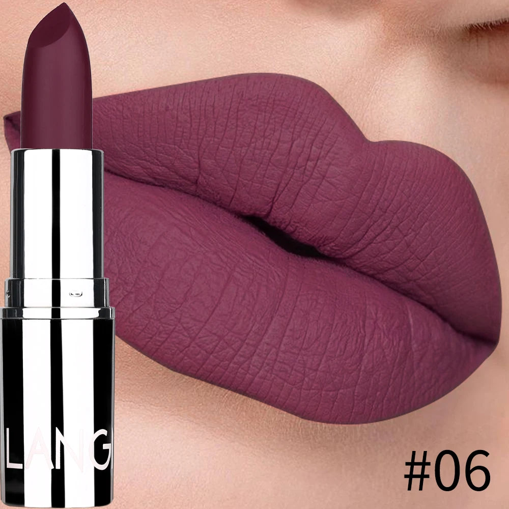 Langmani Silver Tube Matte Lipstick Non Staying Cup Makeup Lipstick 8 colors available - kellylooksshop