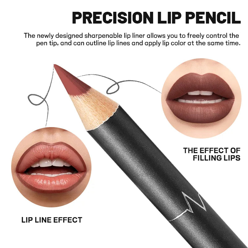 Waterproof Matte Lipliner Pencil Red Contour Tint Lipstick Long Lasting Non-stick Cup Moisturising Lips Makeup 12 Colors - kellylooksshop