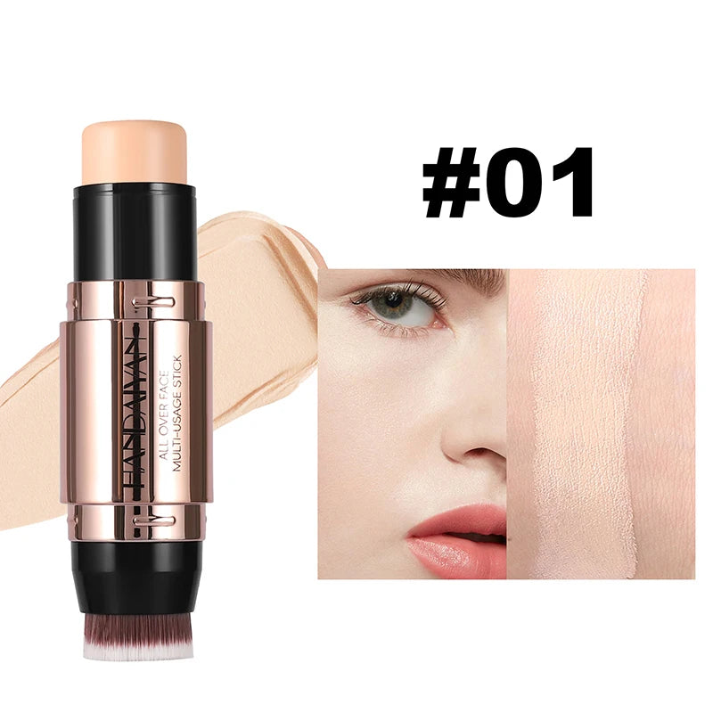 Cream Contour Stick With Brush Head Nose Shadow Cheek Silhouette Highlight Face Shaping Matte Waterproof Concealer Korean Makeup - kellylooksshop