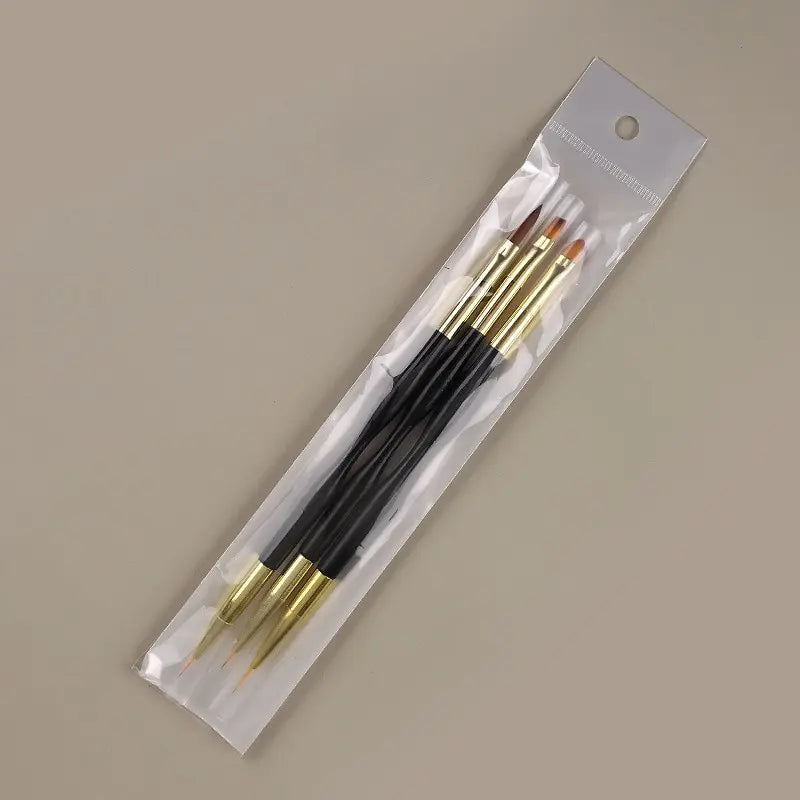 3 Pcs Manicure Brushes Dual Use Gel Gradient Brush Pinceles Ultra Thin Line Drawing Pen Dual End Nail Art Design Painting Tools - kellylooksshop