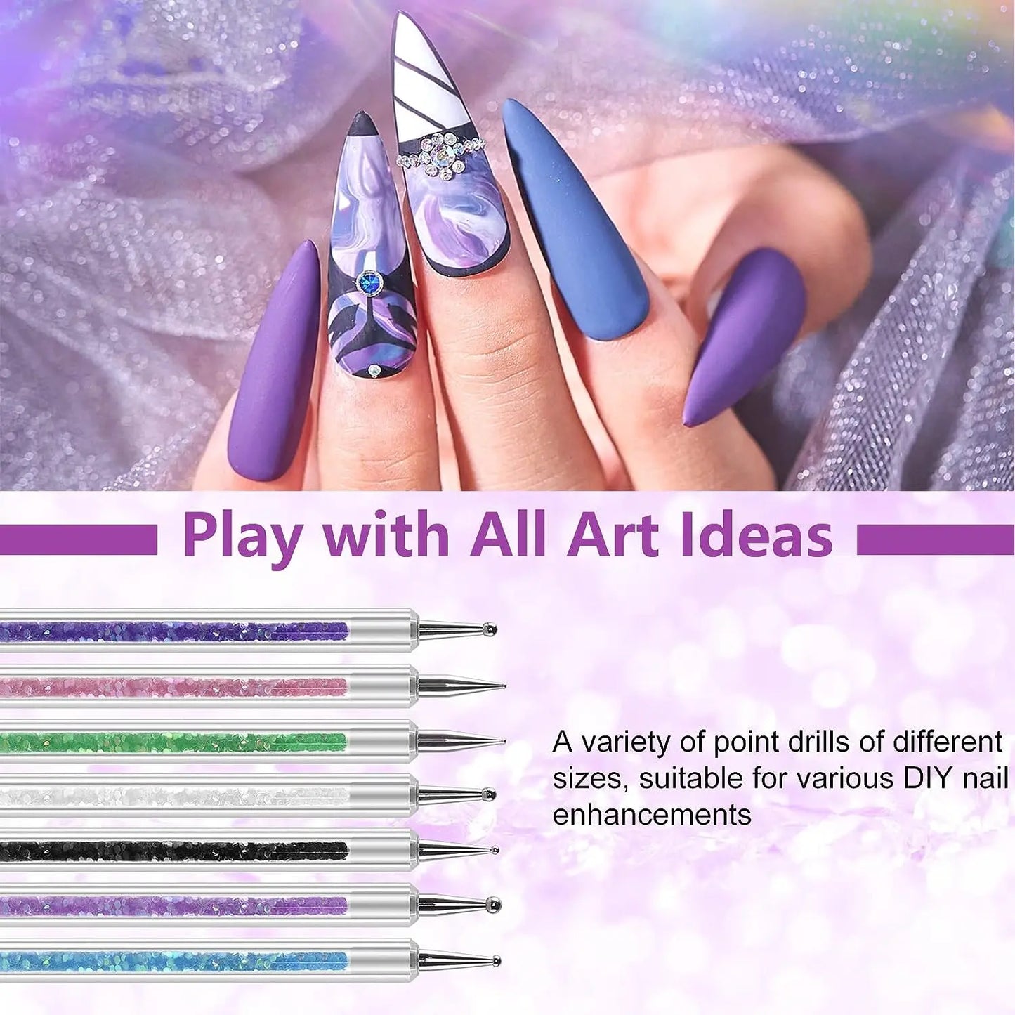 6/31Pcs Nail Art Brush Design Tip Painting Drawing Carving Dotting Pen FlatFan Liner Acrylic Gel UV Polish Manicure Tools - kellylooksshop