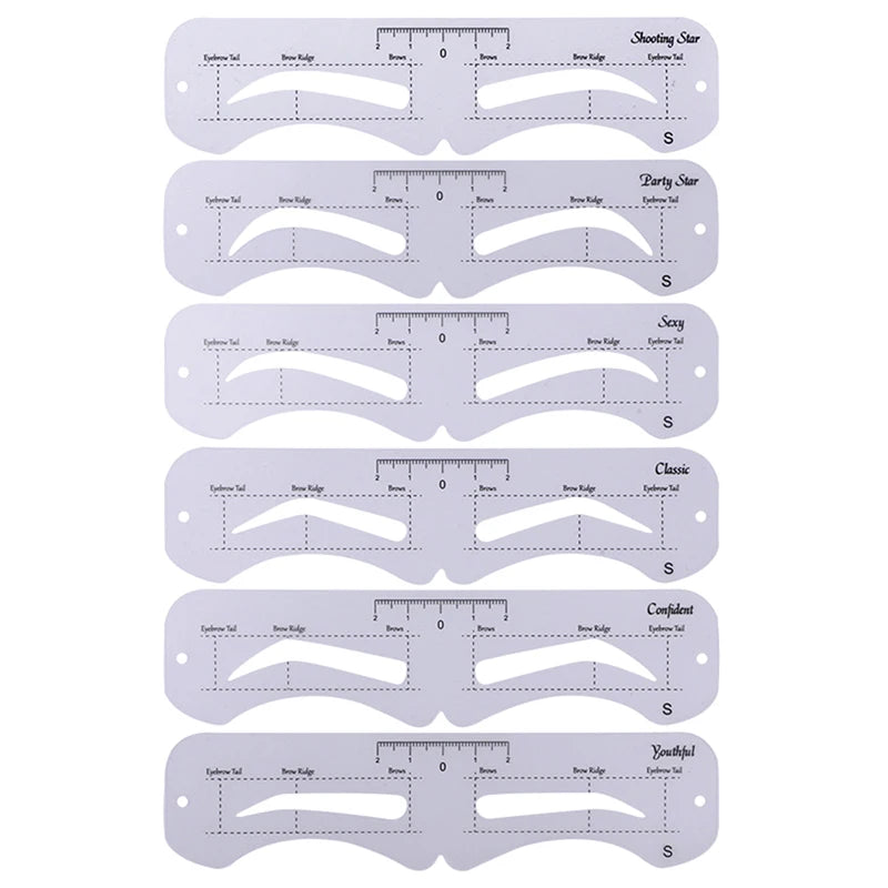 The New Fixed PVC Eyebrow Shaper Template Can Be Reused With High-quality Stickers For Elegant Eyebrow Makeup Tools 6PCS - Kellylooks Shop