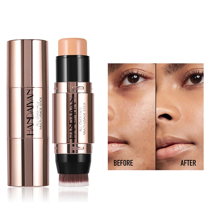Cream Contour Stick With Brush Head Nose Shadow Cheek Silhouette Highlight Face Shaping Matte Waterproof Concealer Korean Makeup - kellylooksshop