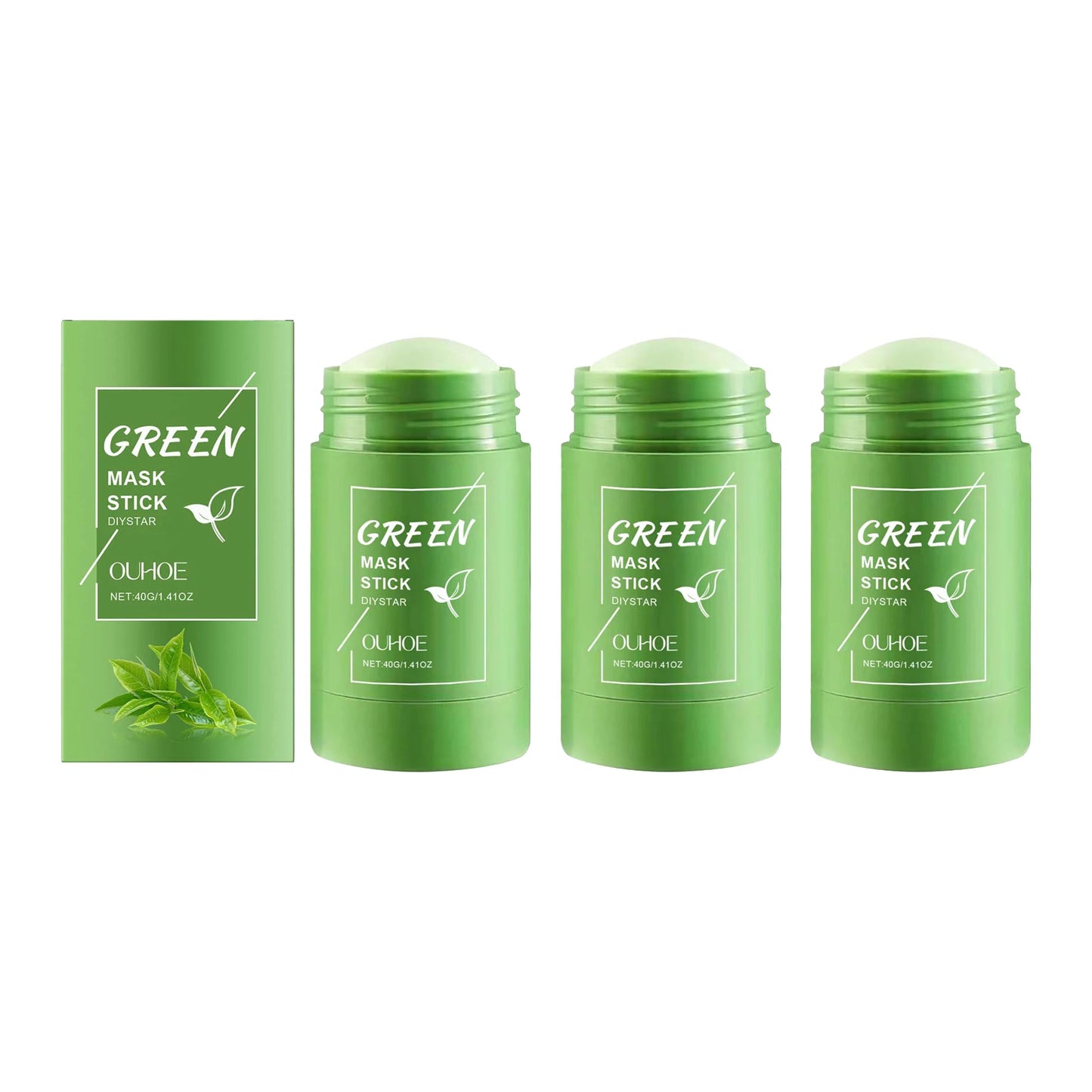 Ouhoe 40g Face Clean Mask Green Tea Cleansing Stick Mask Shrink pores Deep Blackhead Remover facial Cleansing Moisturizing Mask