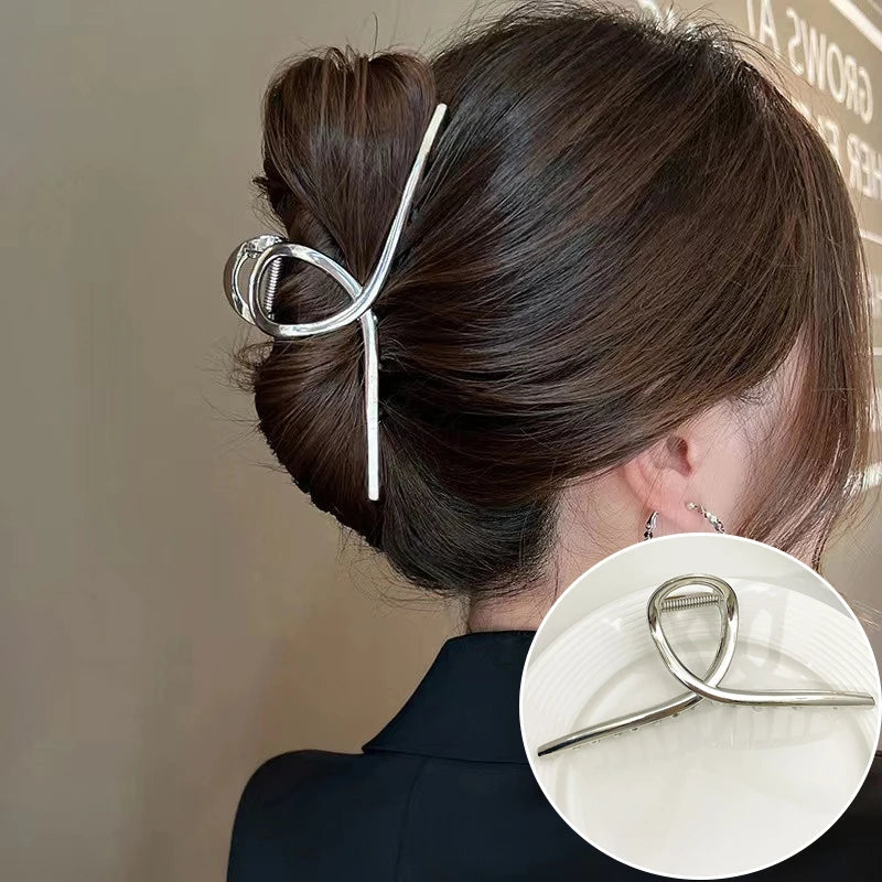 Fashion Elegant Gold Color S-shaped Metal Hairpins Hair Claw For Women Girls Korean Hair Clips Ponytail Clip Hair Accessories - Kellylooks Shop