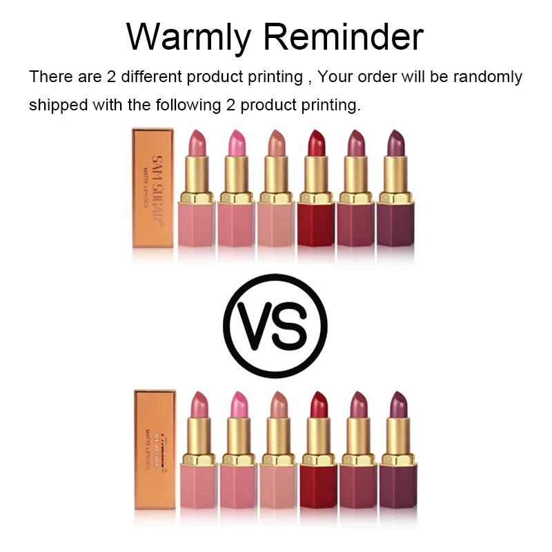 6 Colors Gold Bar Tube Lipstick Matte Texture Pearlescent Glitter Velvet Lipstick Valentine's Day Gift 1PCS - kellylooksshop
