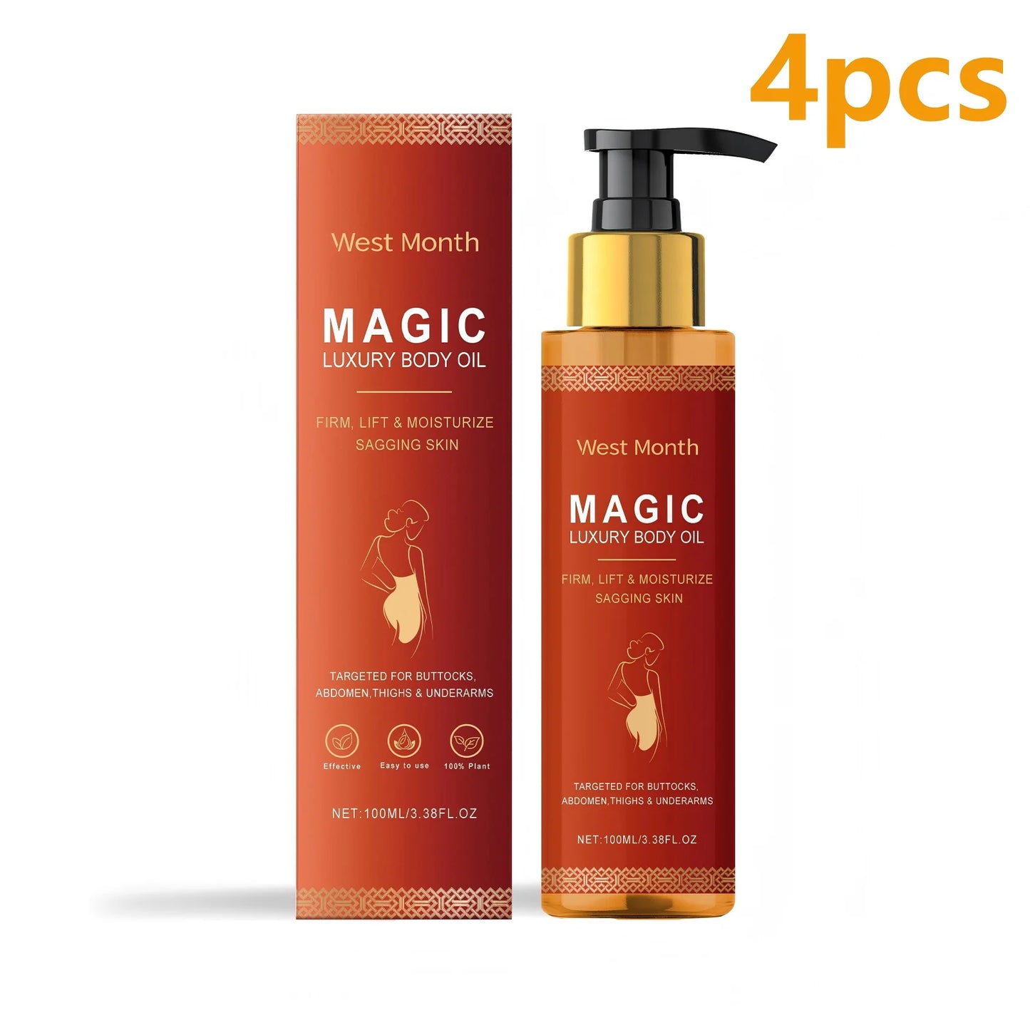 West Month Magic Luxury Body Oil Moisturizing Skin Tightening Lifting Firm Chest Thigh Lift Smooth Rejuvenation Body Massage Oil