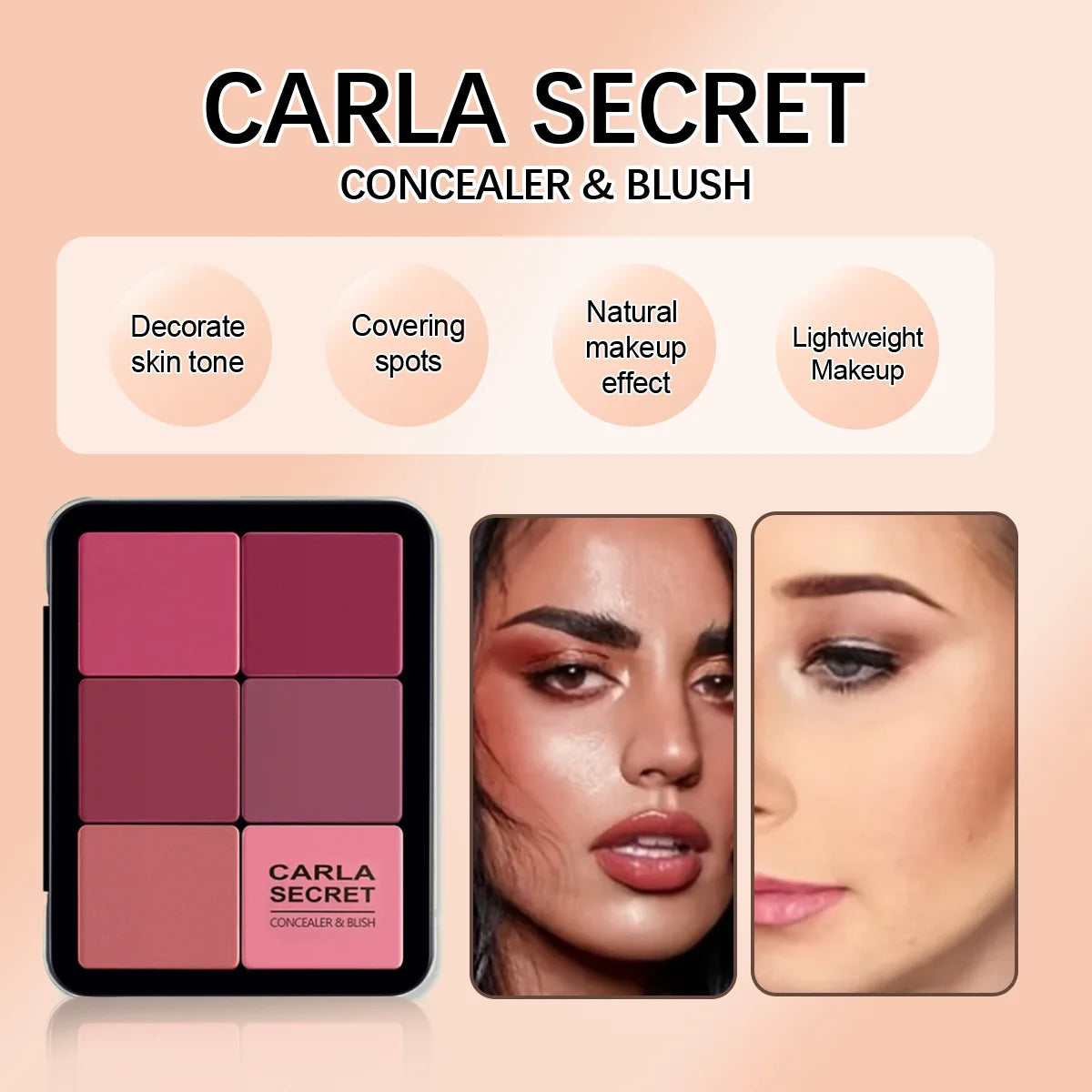 12-color concealer and blush palette Matte and highlight contour makeup rouge palette - kellylooksshop
