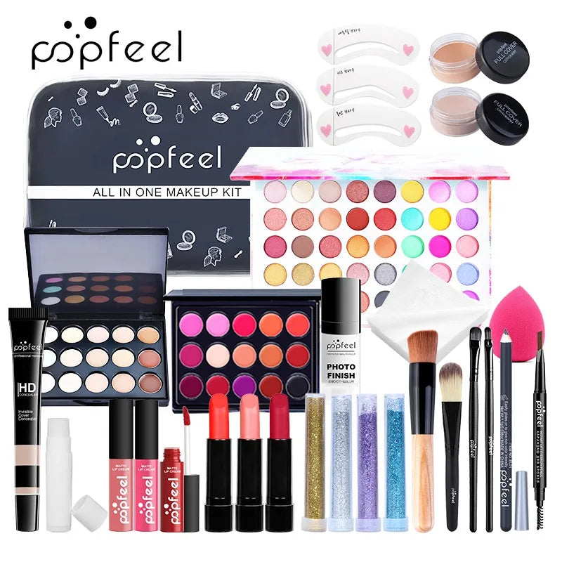 POPFEEL All In One Makeup Kit for Women Full Kit Set, All in One Makeup Sets Include Eyebrow Eyeliner Eyeshadow - kellylooksshop