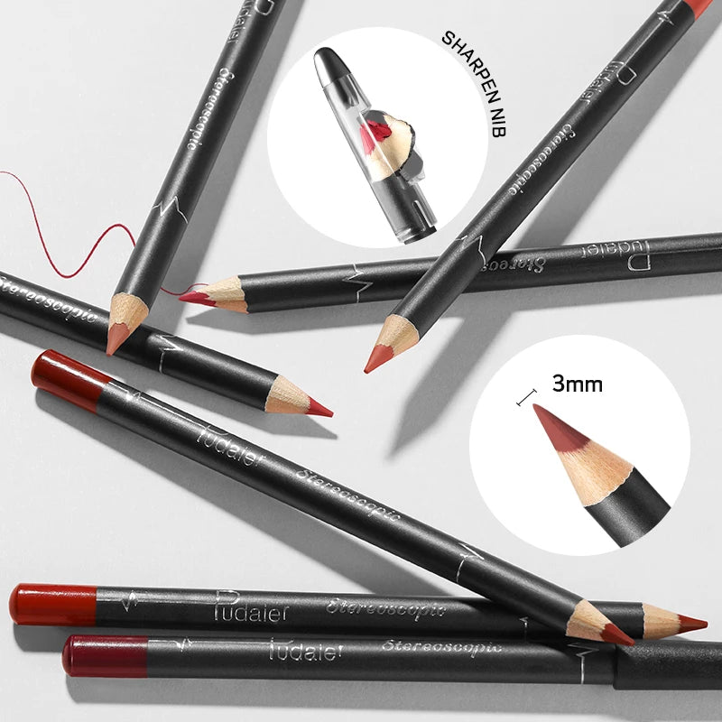 Waterproof Matte Lipliner Pencil Red Contour Tint Lipstick Long Lasting Non-stick Cup Moisturising Lips Makeup 12 Colors - kellylooksshop
