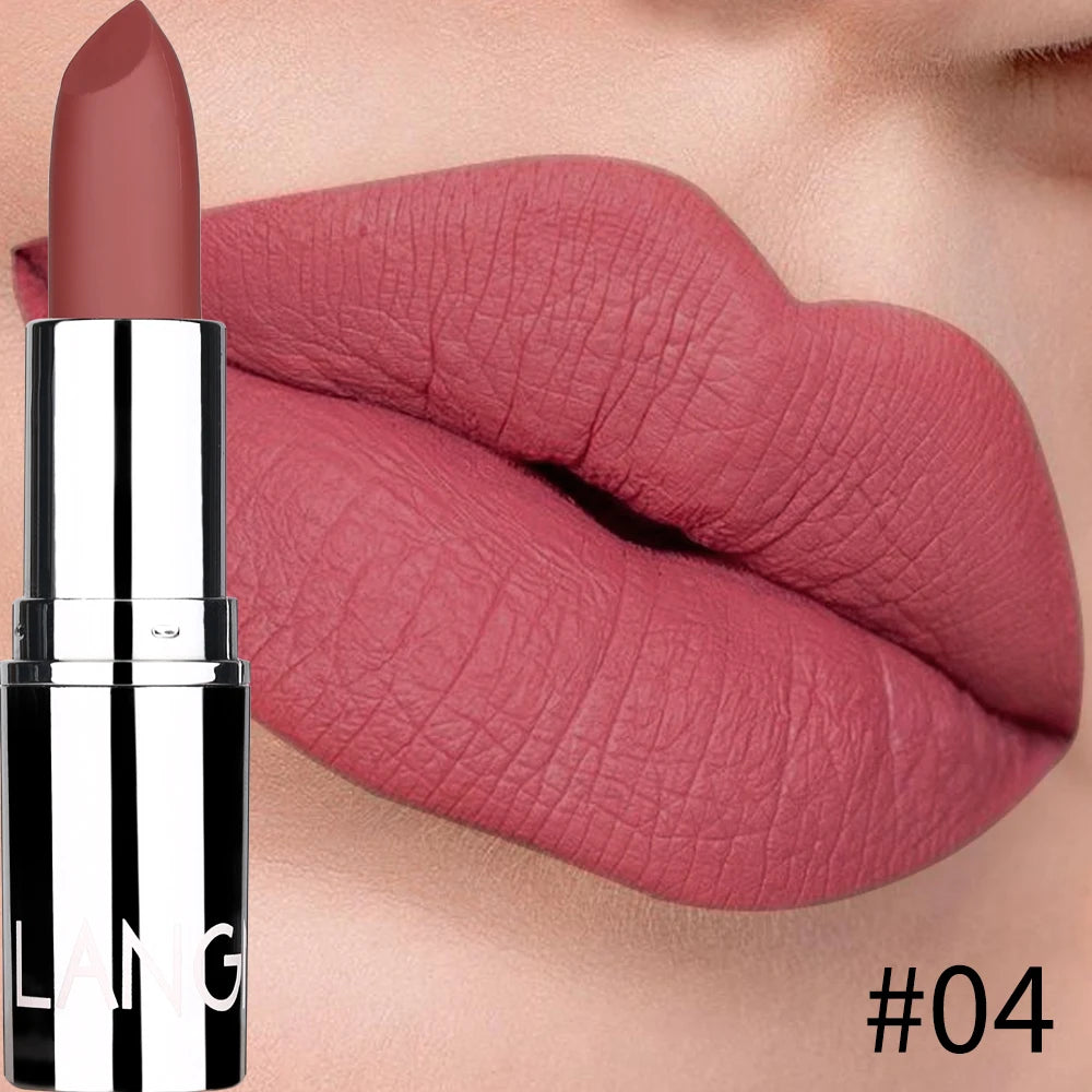 Langmani Silver Tube Matte Lipstick Non Staying Cup Makeup Lipstick 8 colors available - kellylooksshop