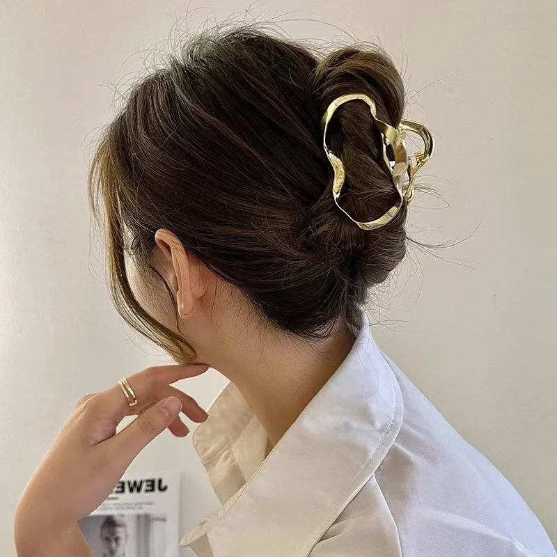 Fashion Elegant Gold Color S-shaped Metal Hairpins Hair Claw For Women Girls Korean Hair Clips Ponytail Clip Hair Accessories - Kellylooks Shop
