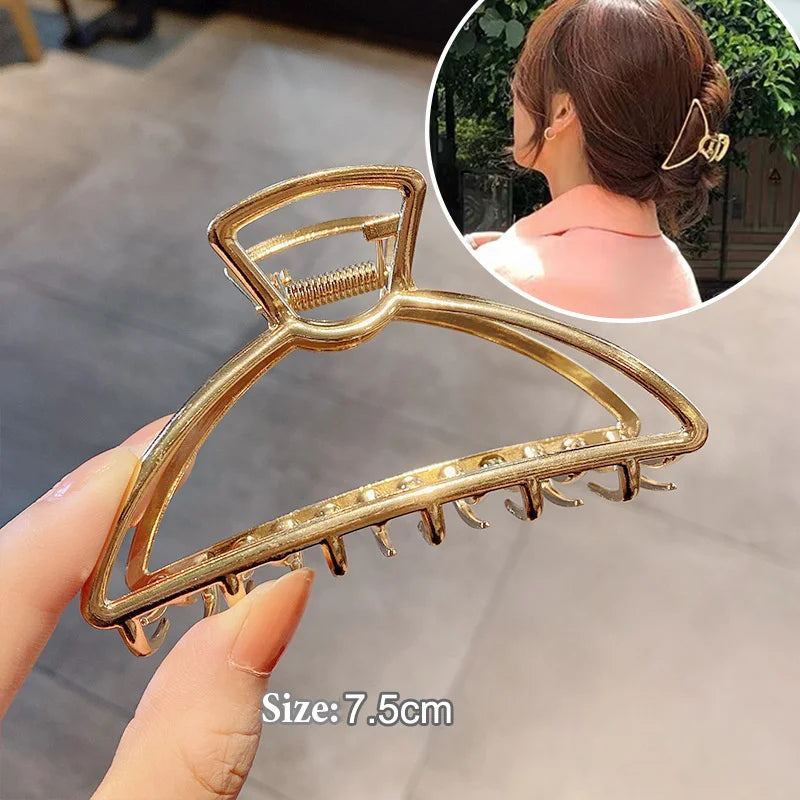 Fashion Elegant Gold Color S-shaped Metal Hairpins Hair Claw For Women Girls Korean Hair Clips Ponytail Clip Hair Accessories - Kellylooks Shop