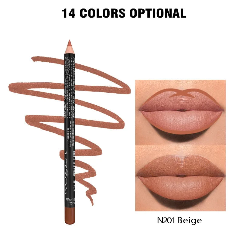 14 Color Nude Matte Lipstick Pencil Long-lasting Waterproof Lip Pencil High Pigmented Lip Liner Lip Makeup Tool - Kellylooks Shop