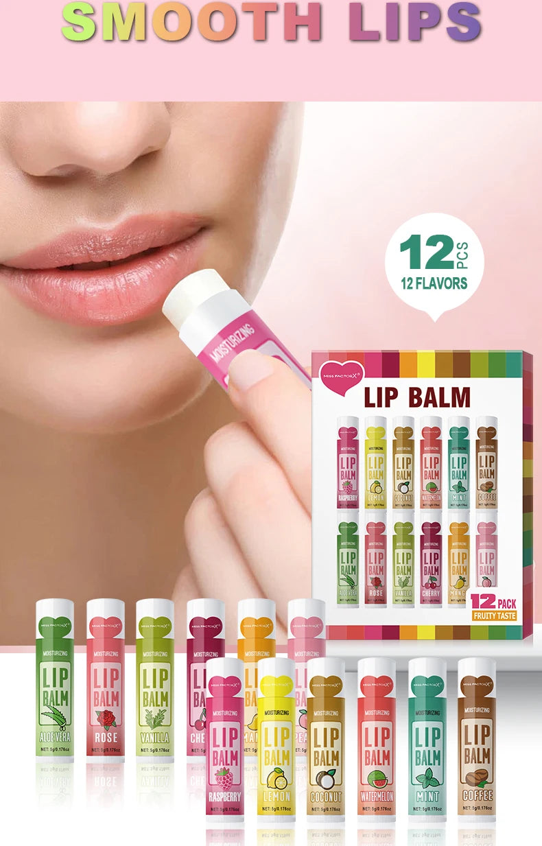 12 PCS/gift lip balm set 5g Deep Moisturizing and long-lasting moisturizing exfoliating to create hydrated lips - kellylooksshop