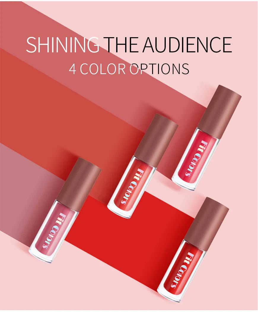Fit Colors 4-piece Lip Gloss Set Matte Velvet Long Lasting Fruit Non-stick Cup Easy Color Diamond Lip Gloss Set - kellylooksshop