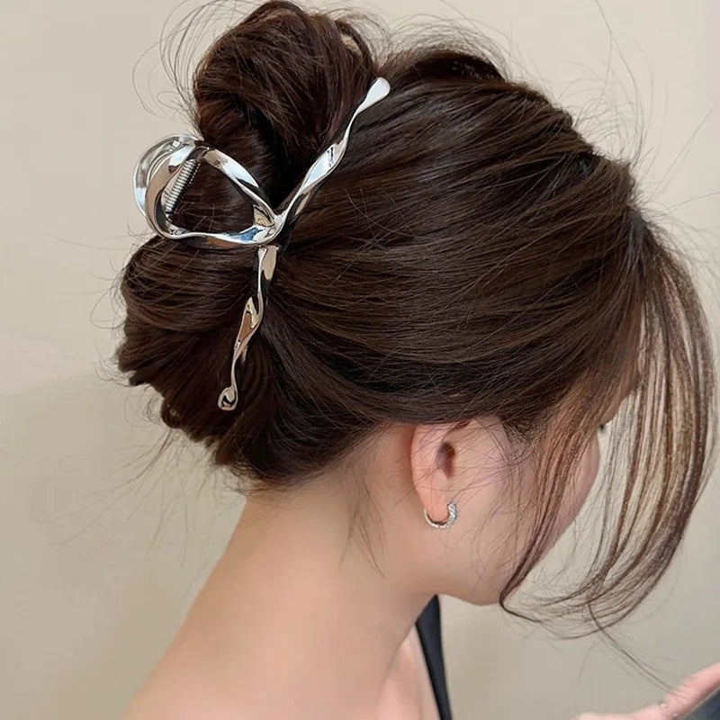 Fashion Elegant Gold Color S-shaped Metal Hairpins Hair Claw For Women Girls Korean Hair Clips Ponytail Clip Hair Accessories - Kellylooks Shop