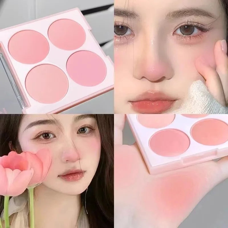 Vibrant Girl Ice Cream Four-Color Blush; Brightening, Natural Bare Makeup Effect, Pigmented, Matte, Fine Texture - kellylooksshop