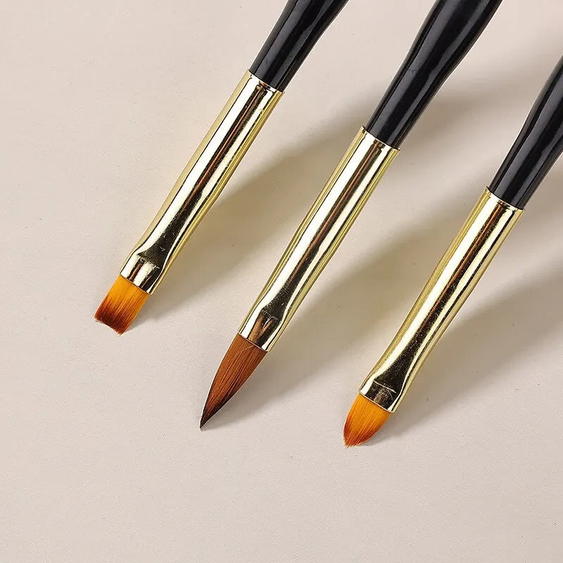 3 Pcs Manicure Brushes Dual Use Gel Gradient Brush Pinceles Ultra Thin Line Drawing Pen Dual End Nail Art Design Painting Tools - kellylooksshop