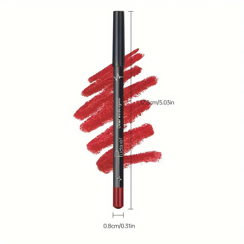 Waterproof Matte Lipliner Pencil Red Contour Tint Lipstick Long Lasting Non-stick Cup Moisturising Lips Makeup 12 Colors - kellylooksshop