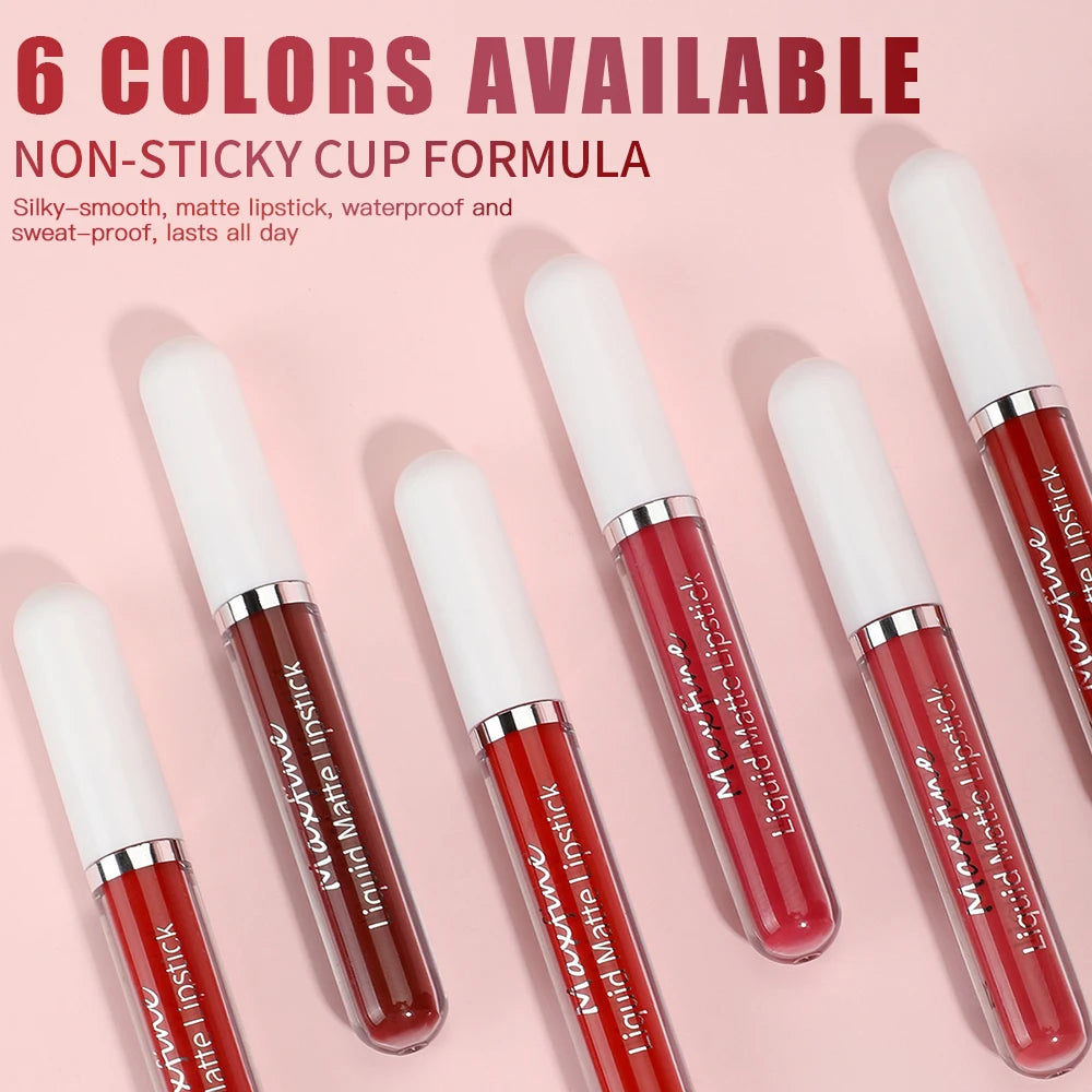 Matte Lipstick Long-Lasting Liquid Lipstick High Pigment Waterproof Velvet Lip Glaze Moisturizing Portable And Non Stick Cup - kellylooksshop