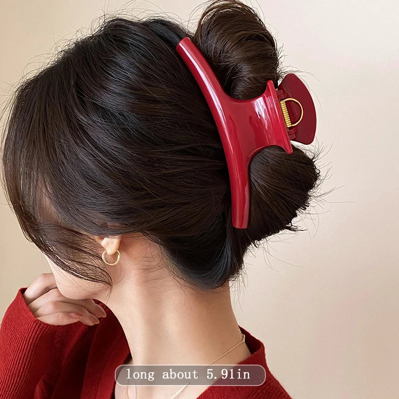 Elegant Solid 5.91in Large Hair Claw For Women Hair Ornament Long Thick Hair Hold Headband Claw Clip Hair Clip Hair Accessories - Kellylooks Shop