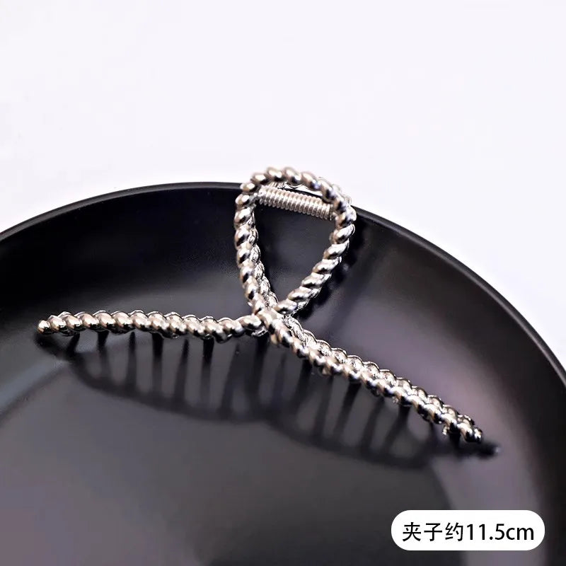 Vintage Silver Geometric Metal Hair Claw For Women Girls Long Hair Holder Headband Hair Claw Clip Fashion Hair Accessories - Kellylooks Shop
