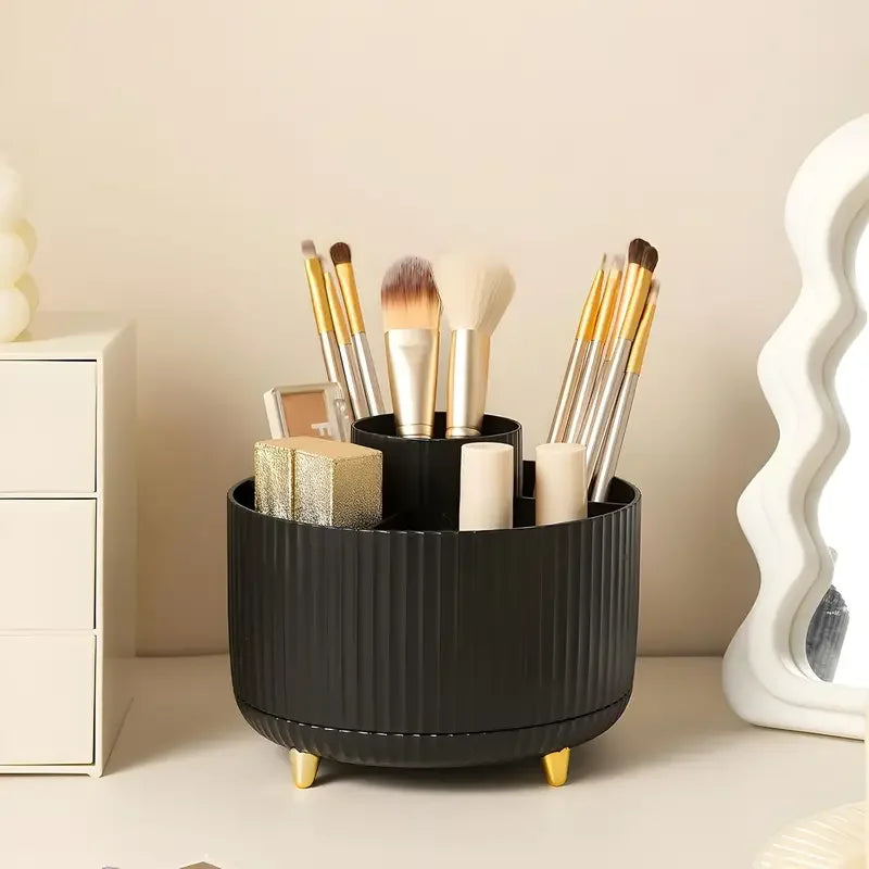 360° Rotating 5 Slot Makeup Brushes Holder Organizer Multi-Functional Desk Storage Cosmetics Storage for Vanity Desktop Bathroom - Kellylooks Shop