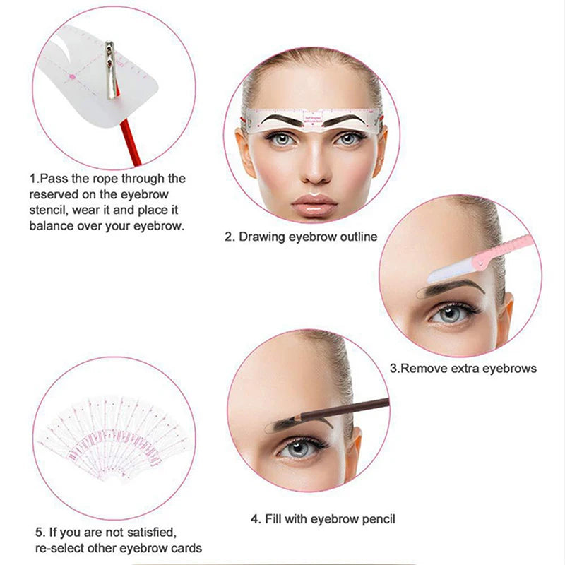 The New Fixed PVC Eyebrow Shaper Template Can Be Reused With High-quality Stickers For Elegant Eyebrow Makeup Tools 6PCS - Kellylooks Shop