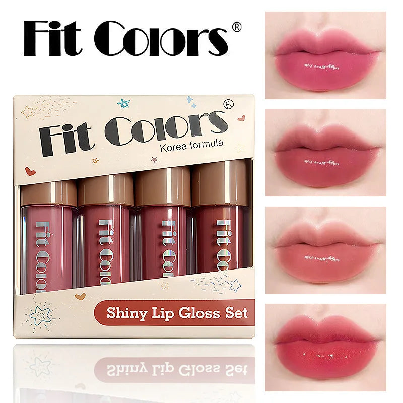 Fit Colors 4-piece Lip Gloss Set Matte Velvet Long Lasting Fruit Non-stick Cup Easy Color Diamond Lip Gloss Set - kellylooksshop