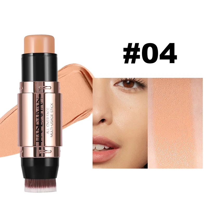 Cream Contour Stick With Brush Head Nose Shadow Cheek Silhouette Highlight Face Shaping Matte Waterproof Concealer Korean Makeup - kellylooksshop