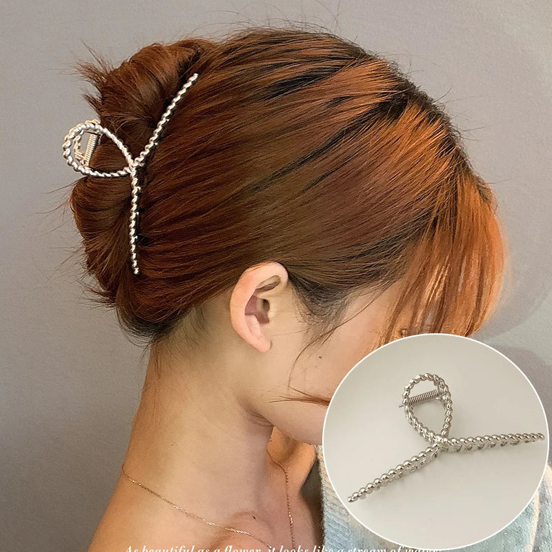 Fashion Elegant Gold Color S-shaped Metal Hairpins Hair Claw For Women Girls Korean Hair Clips Ponytail Clip Hair Accessories - Kellylooks Shop