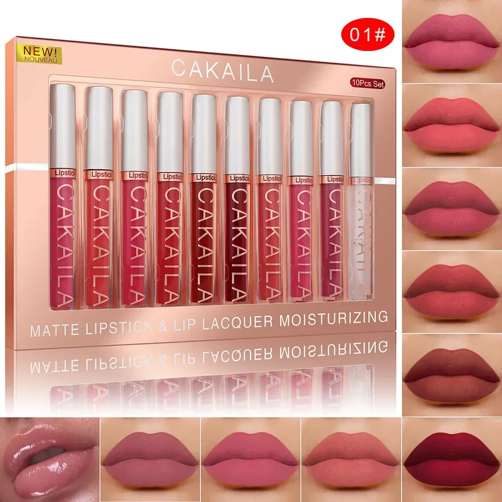 10/6 PCS Lipstick Set Matte Nude Liquid Lip Stain Makeup for women Non stick Cup Lip Gloss Waterproof Long lasting Cosmetics - kellylooksshop