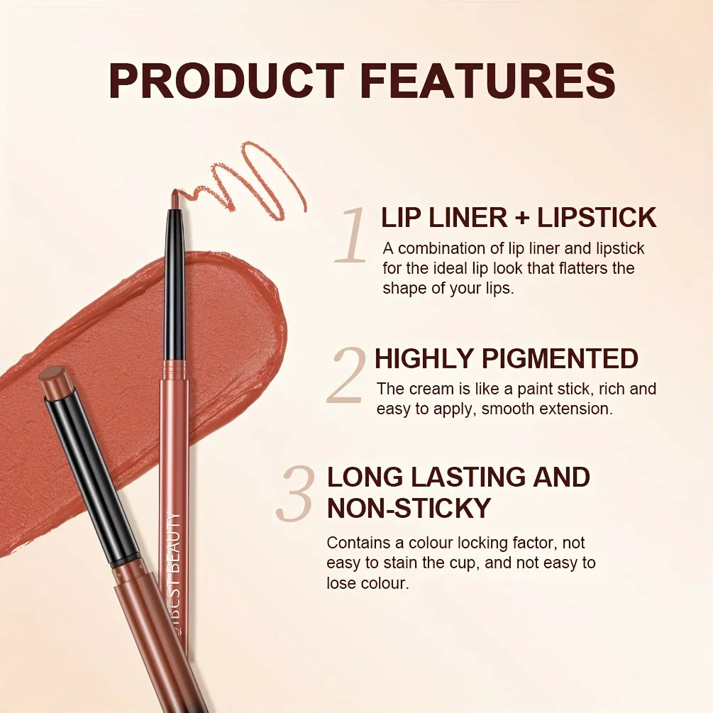 1+1 Matte Lip Set Matte Lipstick&Lip Liner Color Rendering Long Lasting Waterproof Valentine's Day Gifts Contain Plant Squalene - kellylooksshop