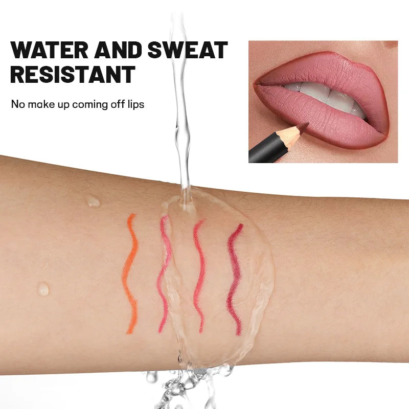 Waterproof Matte Lipliner Pencil Red Contour Tint Lipstick Long Lasting Non-stick Cup Moisturising Lips Makeup 12 Colors - kellylooksshop