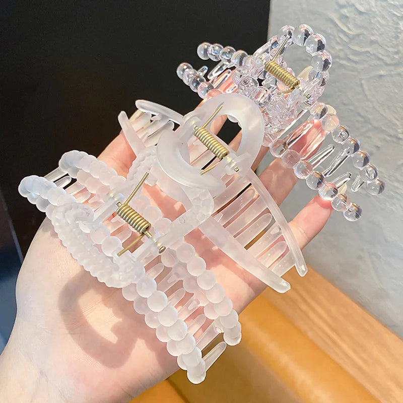 3pcs 4.5-inch large clear claw hairpin, suitable for women and girls, suitable for thick and thin hair, fixed hair, travel and v - Kellylooks Shop