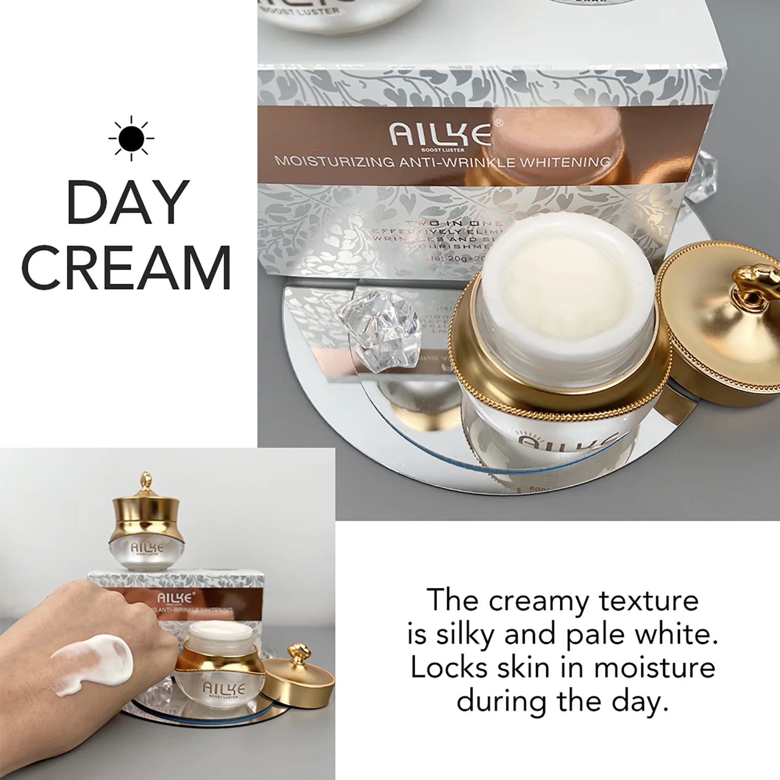 AILKE Anti-Aging Wrinkle Whitening Skin Care Face Cream With Collagen Rose Moisturizing Brightening Women Facial Korean Cosmetic - Kellylooks Shop