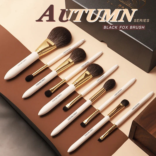 CHICHODO Makeup Brush-Luxurious Golden Autumn 10PCS Brushes Set-High Level Fox&Goat&Synthetic Hair Professional Makeup Tools - Kellylooks Shop