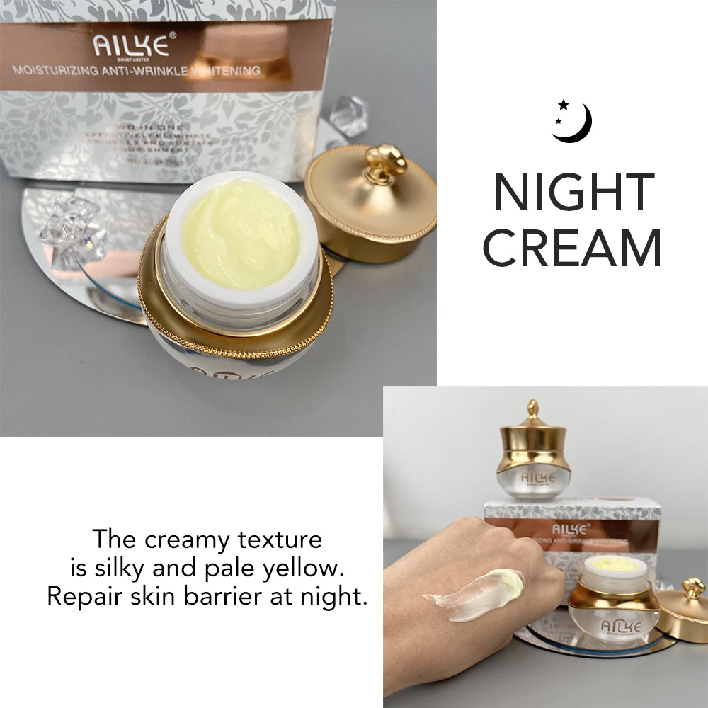 AILKE Anti-Aging Wrinkle Whitening Skin Care Face Cream With Collagen Rose Moisturizing Brightening Women Facial Korean Cosmetic - Kellylooks Shop