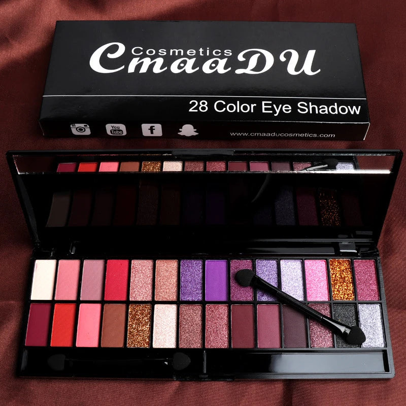Makeup 28 Color Nude Eye Shadow Pallette Waterproof Eyeshadow Palette Lasting Make Up Brush Eyeshadow Palette Cosmetics TSLM1 - Kellylooks Shop