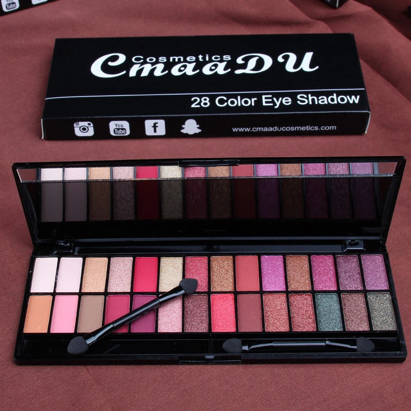 Makeup 28 Color Nude Eye Shadow Pallette Waterproof Eyeshadow Palette Lasting Make Up Brush Eyeshadow Palette Cosmetics TSLM1 - Kellylooks Shop