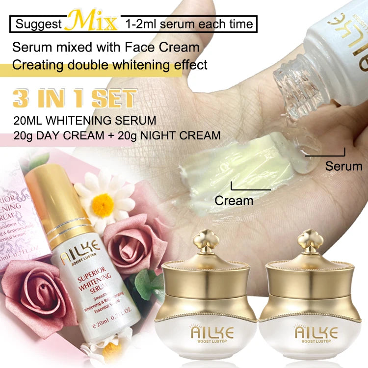 AILKE Anti-Aging Wrinkle Whitening Skin Care Face Cream With Collagen Rose Moisturizing Brightening Women Facial Korean Cosmetic - Kellylooks Shop