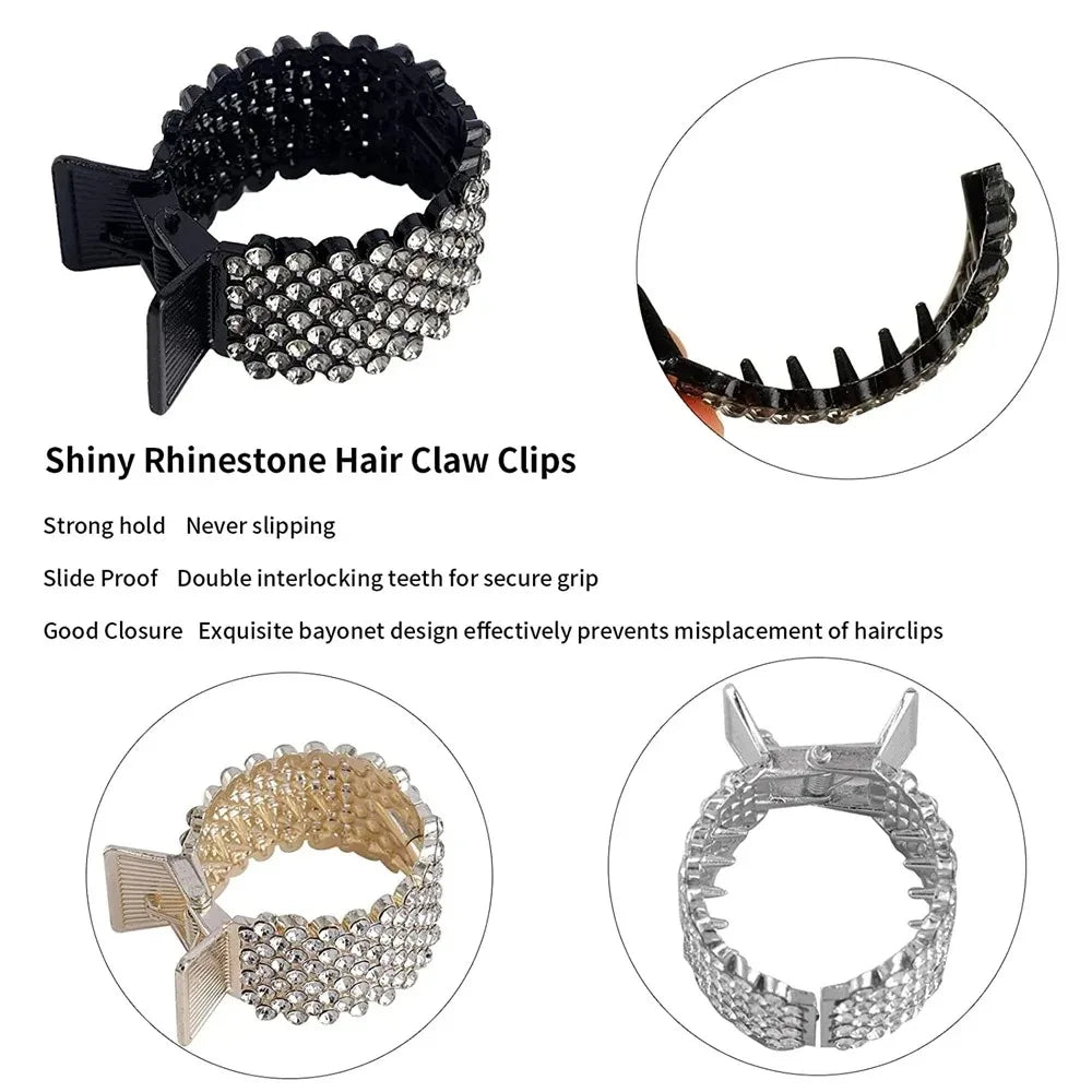 Fashion Pearl Rhinestone Metal Hair Clip Women Girls Mini High Ponytail Holder Crystal Hair Claws Elegant Party Headdress - Kellylooks Shop