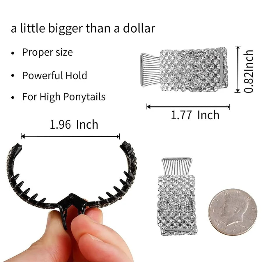 Fashion Pearl Rhinestone Metal Hair Clip Women Girls Mini High Ponytail Holder Crystal Hair Claws Elegant Party Headdress - Kellylooks Shop