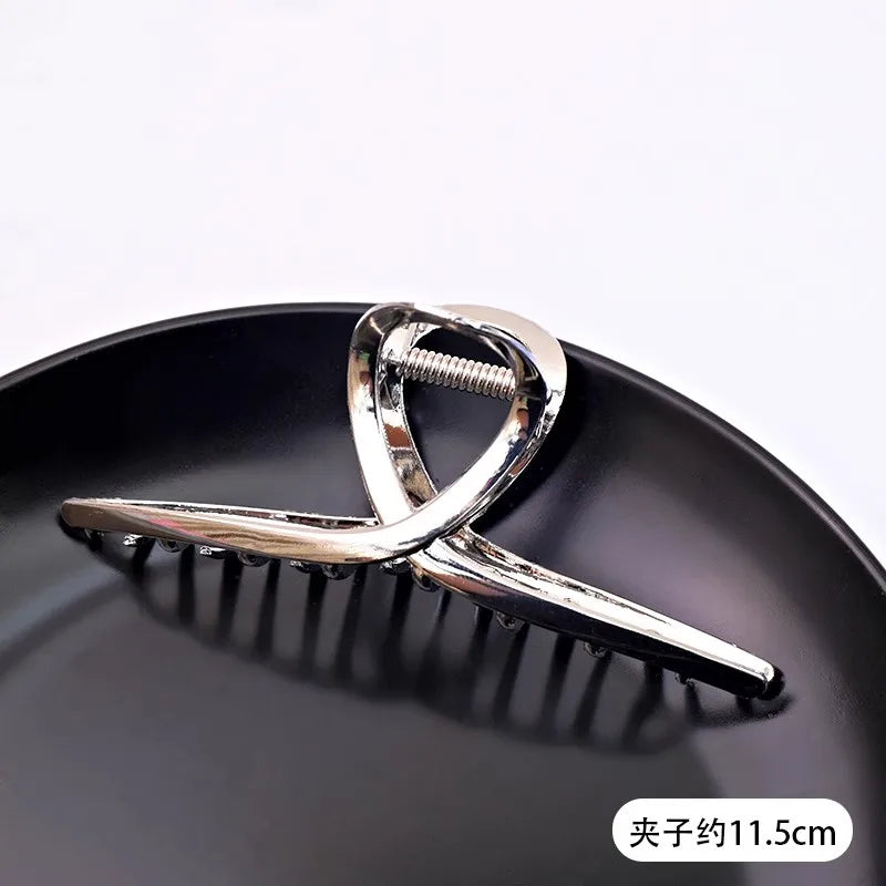 Vintage Silver Geometric Metal Hair Claw For Women Girls Long Hair Holder Headband Hair Claw Clip Fashion Hair Accessories - Kellylooks Shop