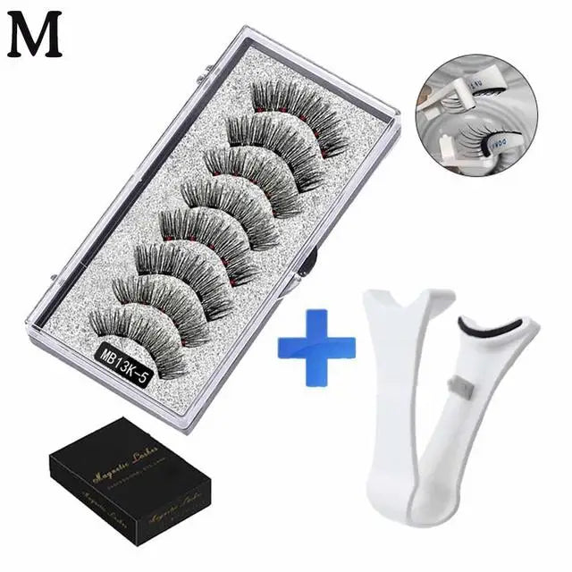 3D Natural Magnetic Eyelashes,With 5 Magnetic Lashes Shipping Box Eyelashes Handmade False Gift Reusable Support Drop Magne T6N2 - Kellylooks Shop