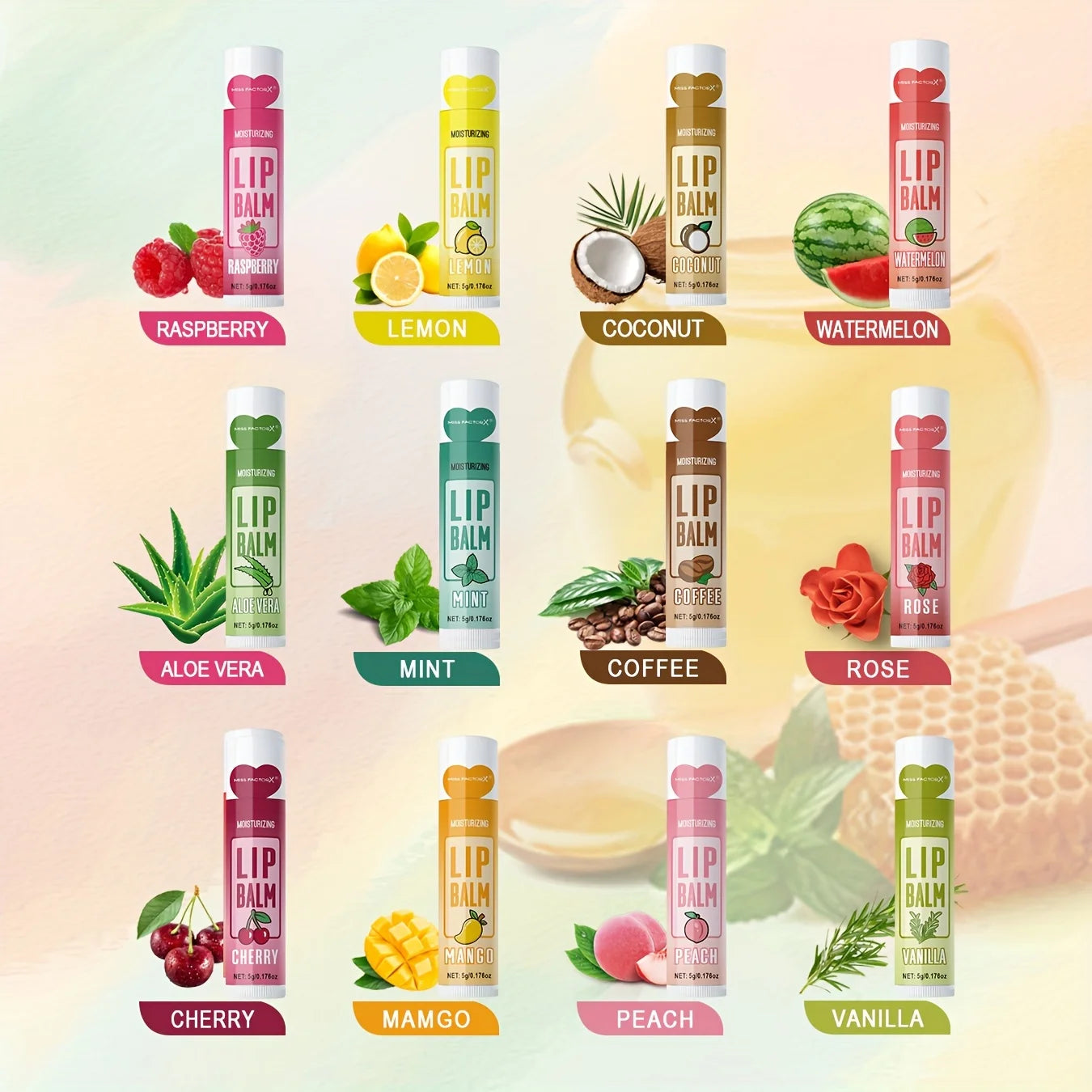 12 PCS/gift lip balm set 5g Deep Moisturizing and long-lasting moisturizing exfoliating to create hydrated lips - kellylooksshop