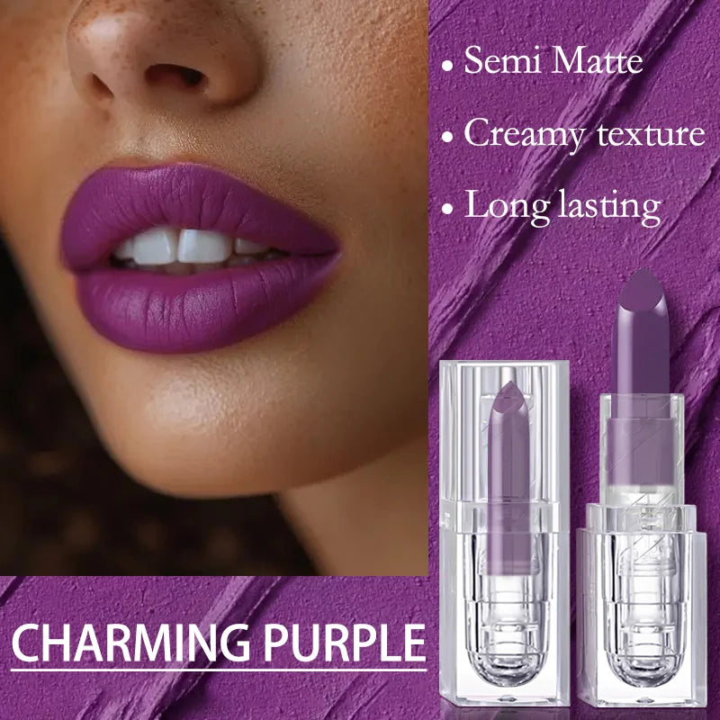 Purple Colors Velvet Matte Lip Mud Liquid Lipstick Waterproof Nude Lip Gloss  Sexy Women Lip Glaze Cosmetic - kellylooksshop