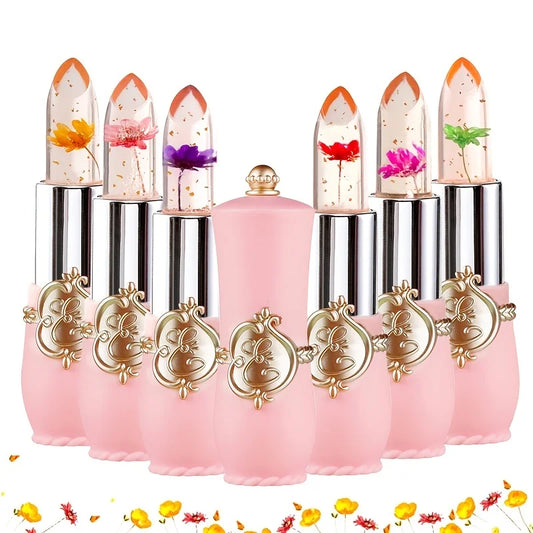 Crystal Flower Jelly Lipstick, Long Lasting Nutritious Lip Balm Lips Moisturizer  Temperature Color Change Lip Gloss - kellylooksshop